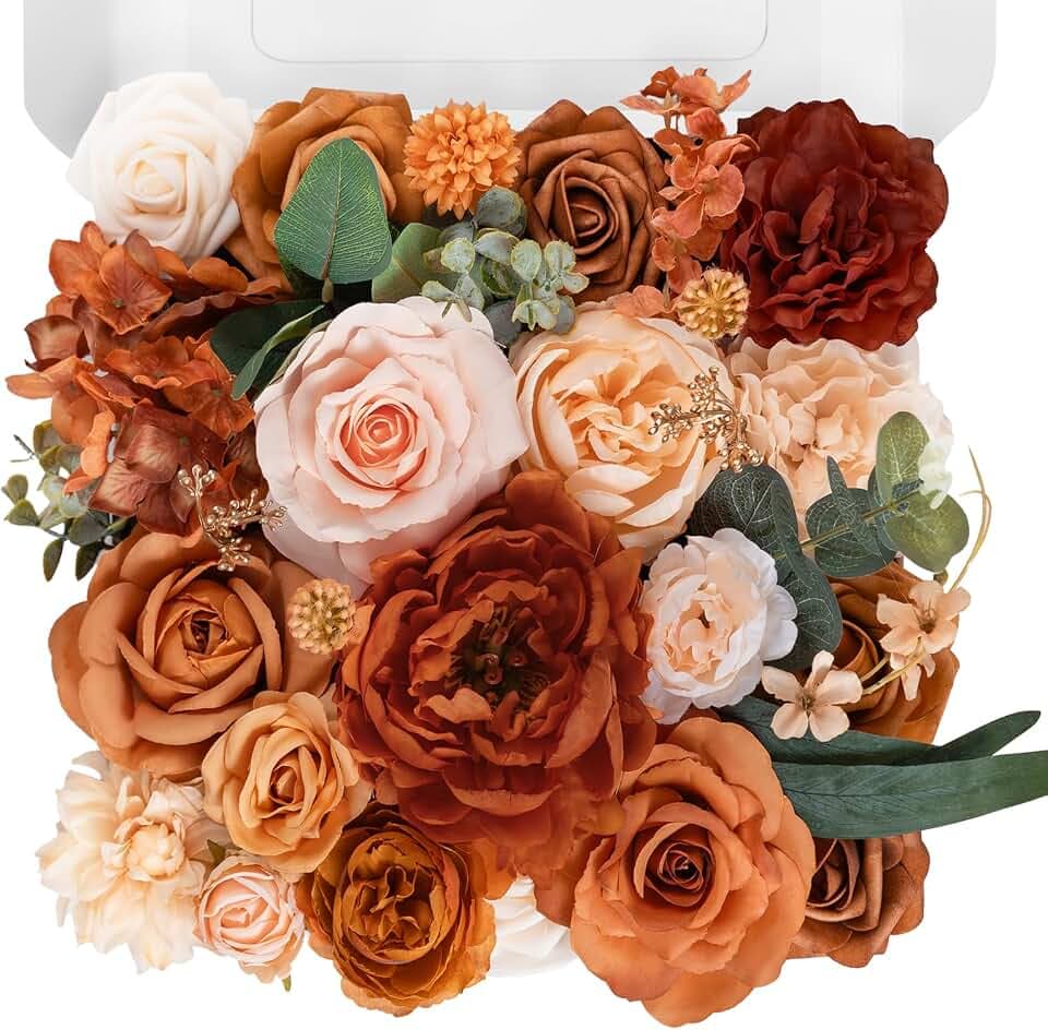 TINGE TIME Artificial Flowers Terracotta Flower Combo for DIY Autumn Wedding Bouquets Table Centerpieces Arrangements Party Baby Shower Home Fall Decorations