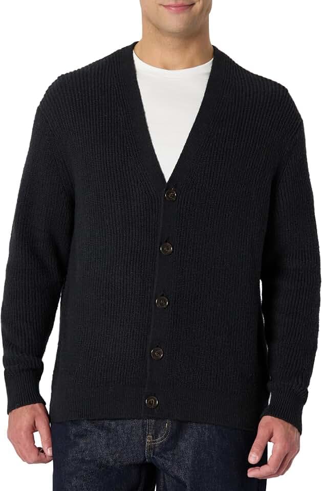 Amazon Essentials Herren Relaxed-Fit-Strickjacke aus Baumwollmischung
