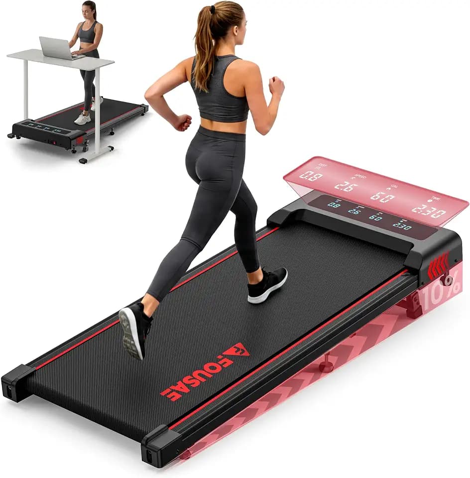 Walking Pad with Incline, FOUSAE 6.2MPH Walking Pad Under Desk Treadmill with 10% Incline, Full Screen LED Display, 2.75HP Brushless Drive, 12 HIIT Programs, Remote Control, 350 LBS Capacity