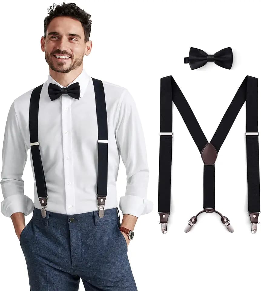 Hosenträger Herren 5cm X-Form elastisch verstellbar 4 starke Clips Arbeit