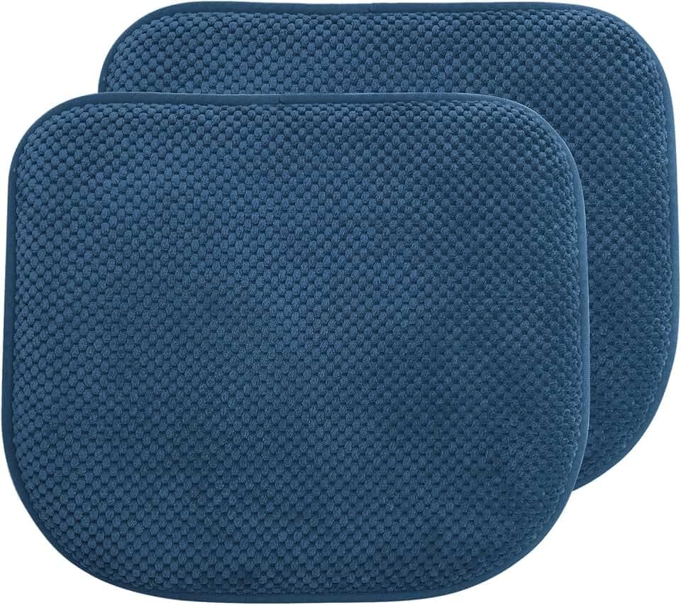 Kitchen Chair Cushions Set of 2 for Dining Chairs Blue Non-Slip Seat Pads