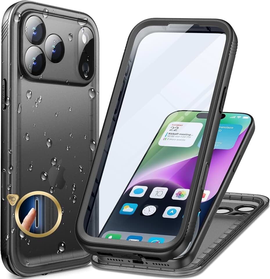 Cozycase for iPhone 18 Pro/iPhone 17 Pro Waterproof Case Heavy Duty Black