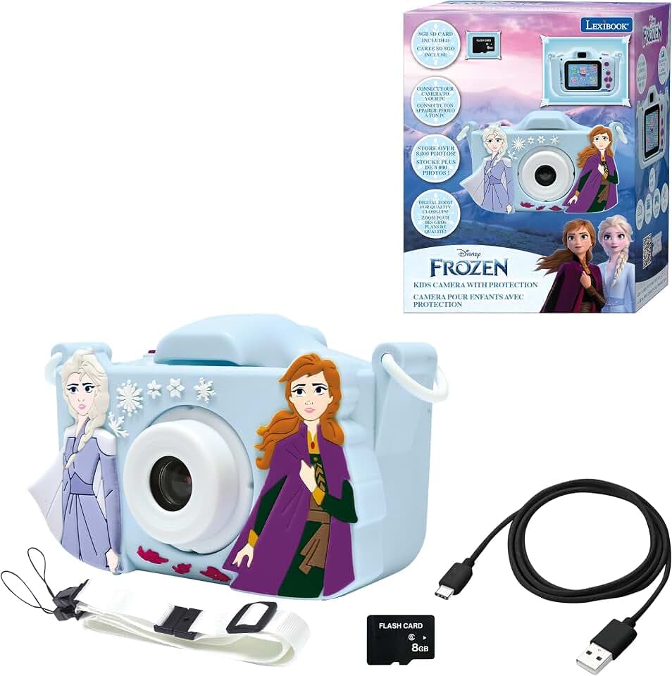 Lexibook, Die Eiskönigin, 4-in-1 Kinderkamera mit Schutzhülle, DJ078FZ