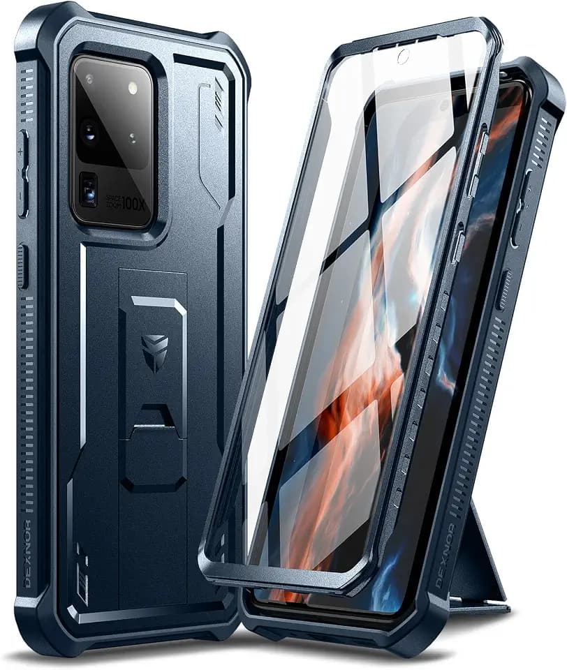 Dexnor Full Body Case for Samsung Galaxy S20 Ultra/6.9 inches, [Built in Screen Protector and Kickstand] Heavy Duty Military Grade Protection Shockproof Protective Cover for Galaxy S20 Ultra,Navy Blue
