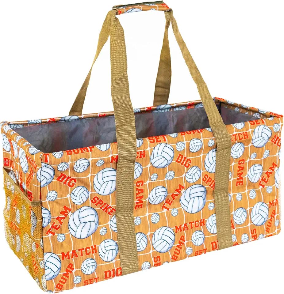 Extra Large Utility Tote Bag - Oversized Collapsible Beach Bag - Volleyball