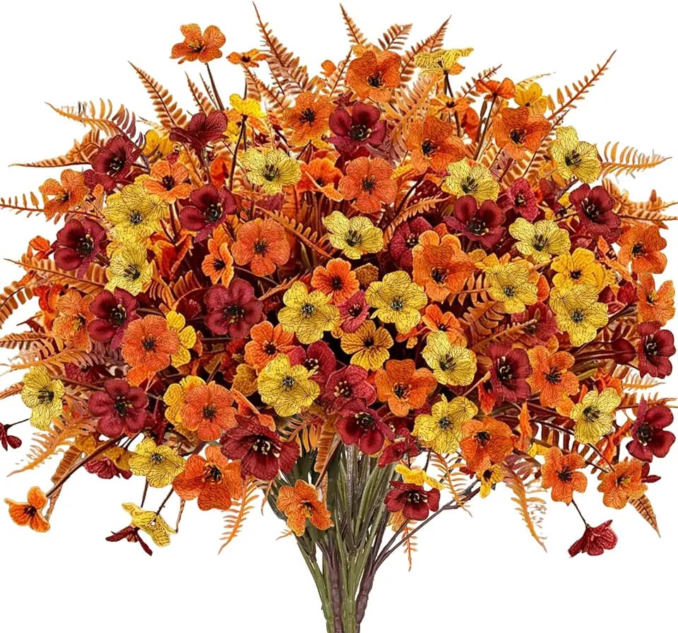24 Bundles Fall Artificial Fake Plants Flowers for Outdoor Fall Decoration