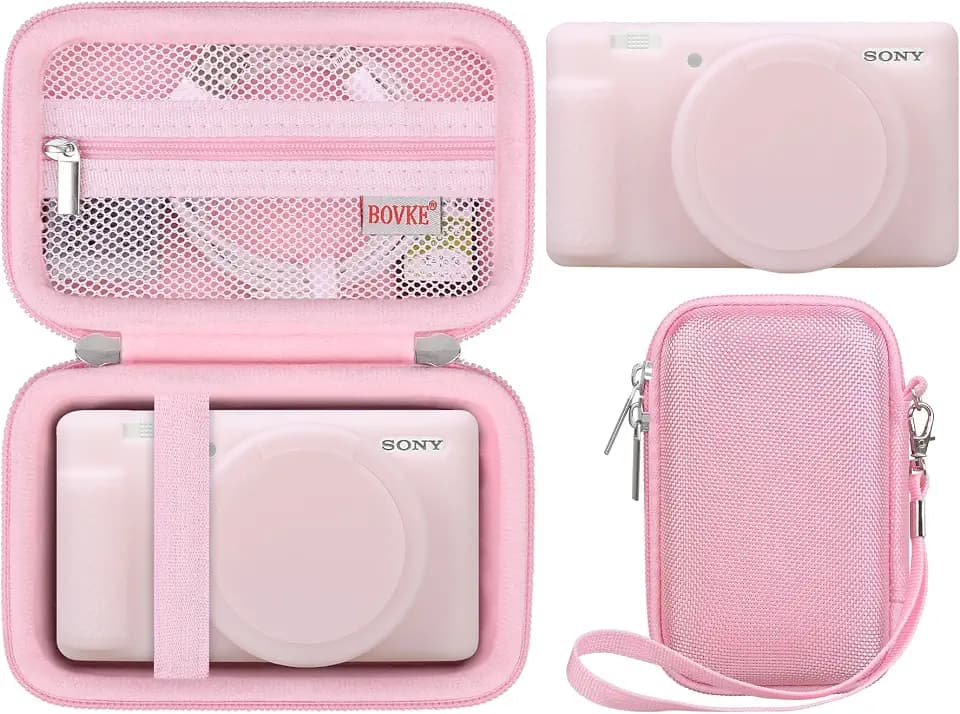 BOVKE 2-in-1 Camera Case Bundle Set for Sony ZV-1 Digital Camera, Pink