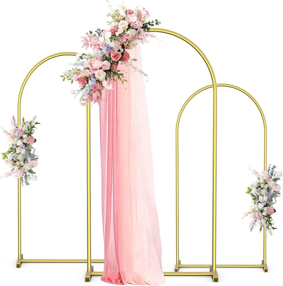 Arch Backdrop Stand Set of 3 (7.2FT,6.6FT,6FT), Gold Arch Stand
