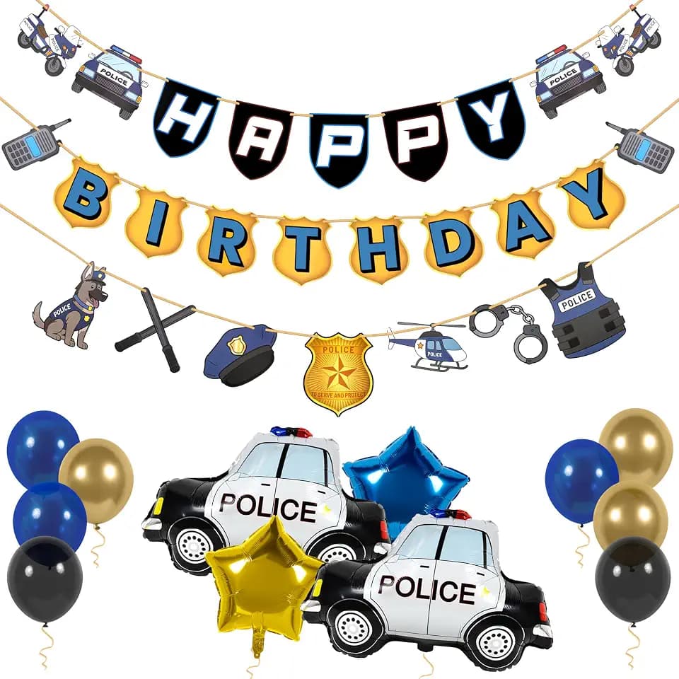Pirese Police Birthday Party Decorations, Police Birthday Decorations, Kit