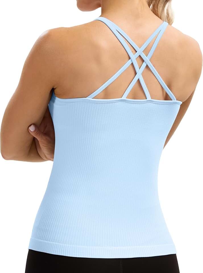 MathCat Seamless Criss Cross Back Workout Tank Top for Women