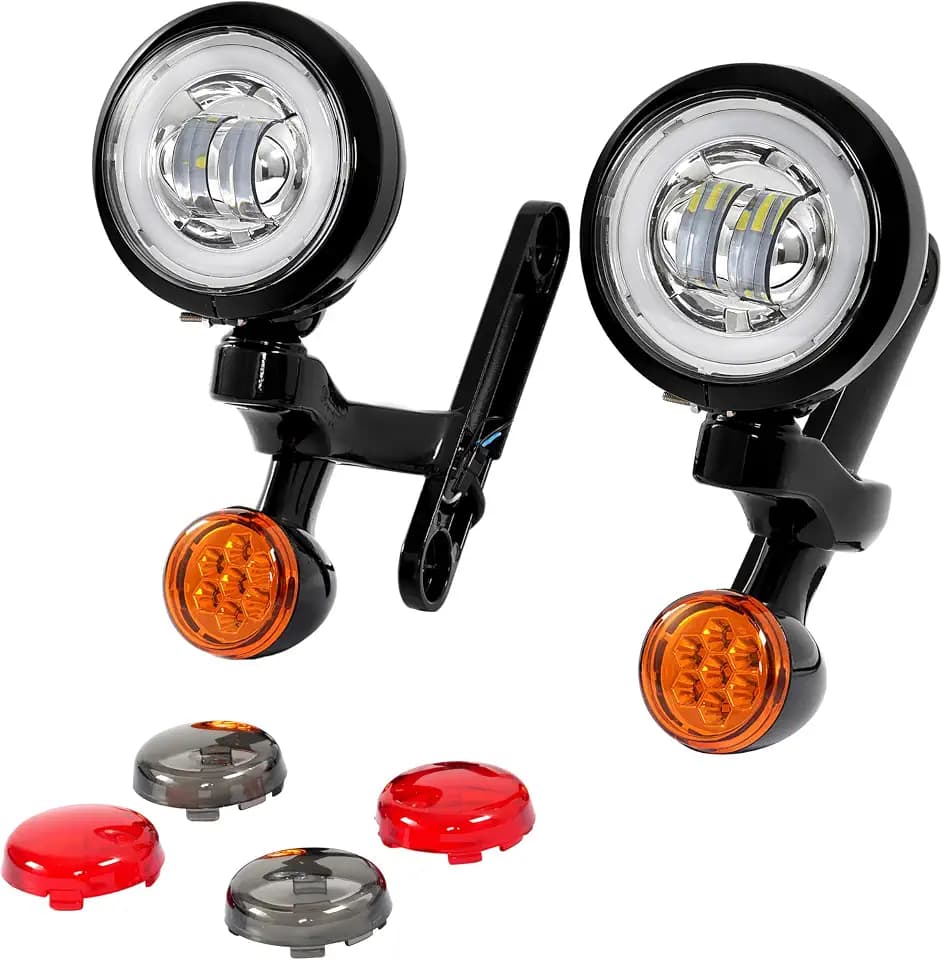 ALMULOO LED Fog Light and Turn Signal Kit Compatible with 1994-Up Harley Ro