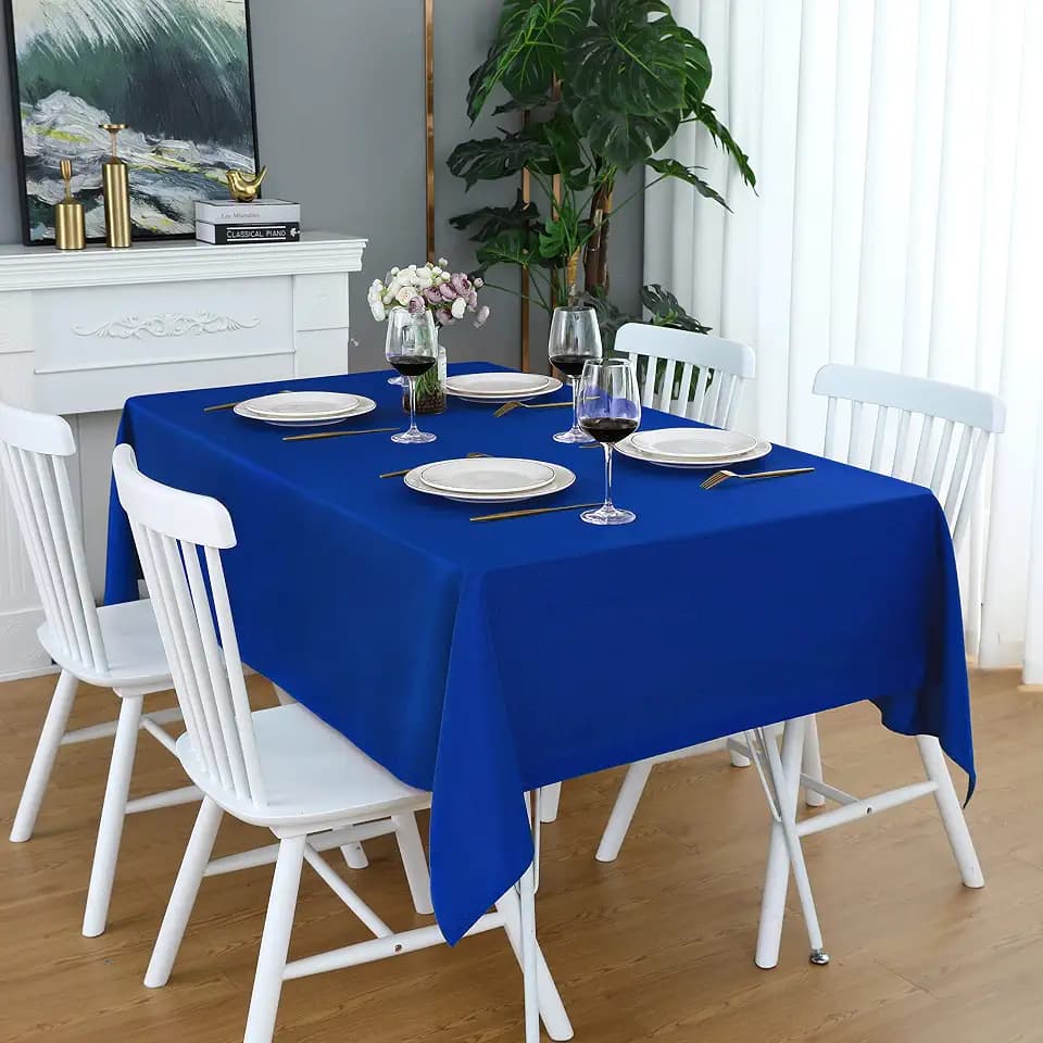 FOLINS&HOME Royal Blue Square Waterproof Tablecloth, 60 x 60 Inch