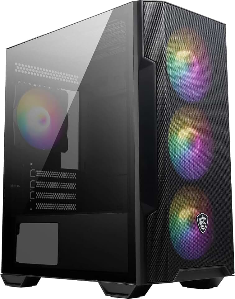 MSI MAG Forge M100R Mini-Tower PC-Gehäuse, gehärtetes Glas, unterstützt Micro-ATX & Mini-ITX, Mesh-Front, 4X 120mm ARGB Lüfter mit Hub Controller, Magnetischer Staubfilter, USB 3.2 Gen 1 Typ-A