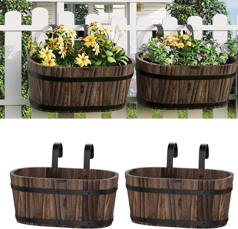 2Pack Wood Fence planters Railing planter box Window boxes planters porch