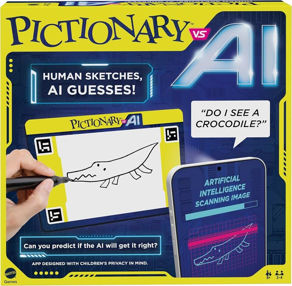 Mattel Games - Pictionary Vs. AI Familienspiel für Kinder und Erwachsene und Spieleabend mit künstlicher Intelligenz für 2 4 Spieler, englische Version, HYH75