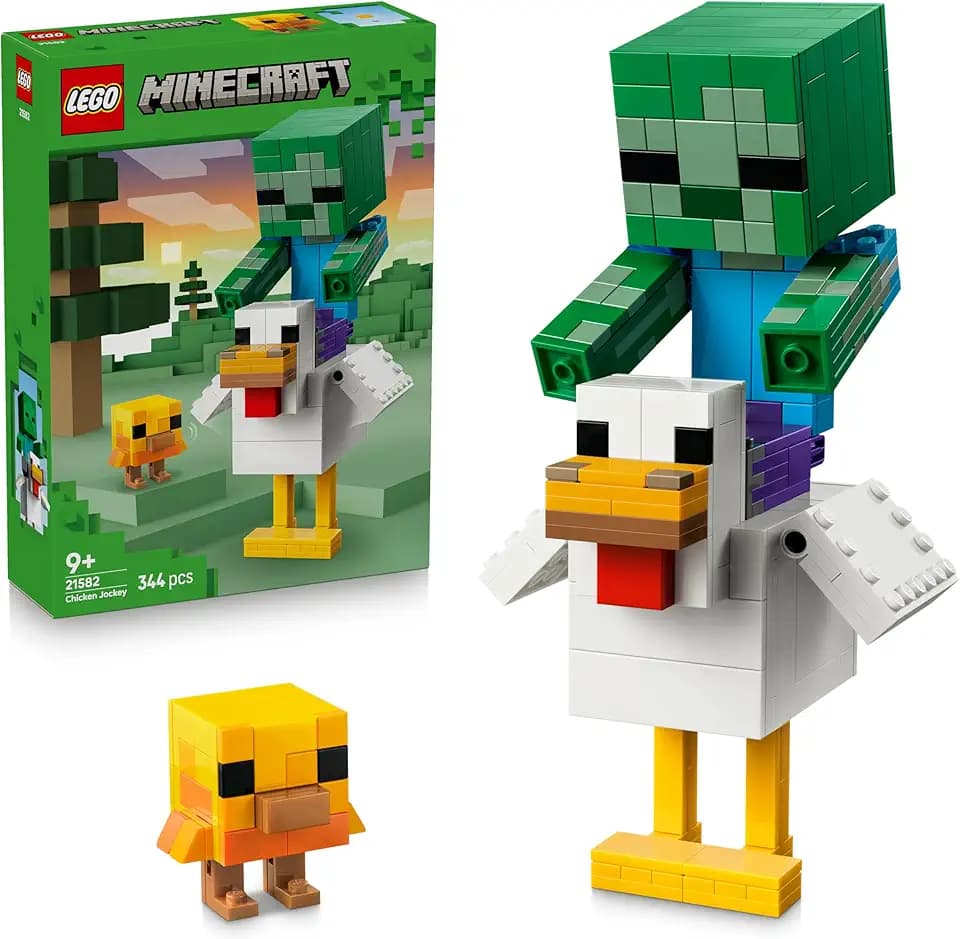 LEGO Minecraft Hühnerreiter - Bauspielzeug - Zimmerdeko zum Videospiel mit Zombiebaby, Huhn und Küken - Fanartikel zum Sammeln und Ausstellen - Geschenk für Gamer ab 9 Jahren - 21582