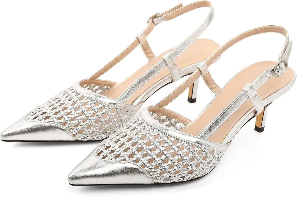 AUMOTED Women's Low Heel Pumps Slingback Heels 2.5 Inch Dressy Pumps