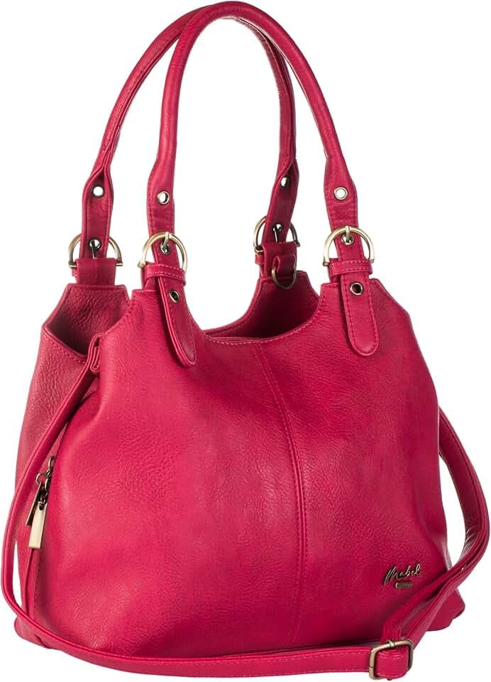 Mabel London Womens Multiple Pockets Handbag - Medium Size Multi Compartments Bag with a Long Shoulder Strap - AMELIA