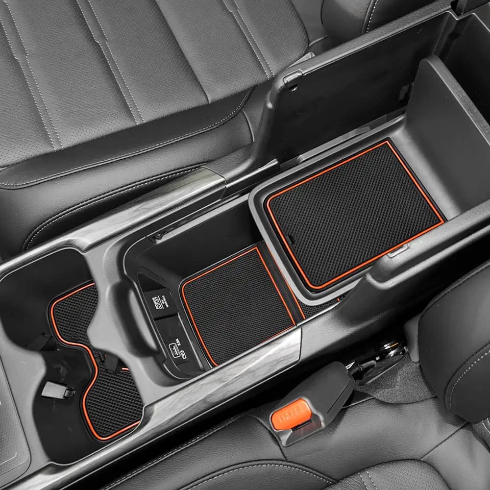 for Honda CR-V CRV Accessories 2020 2021 2022 Cup Holder Insert Center Console Liner Trim Door Packet Mats Non-Slip Anti Dust Premium Custom Interior 20PC Set (Orange Trim)