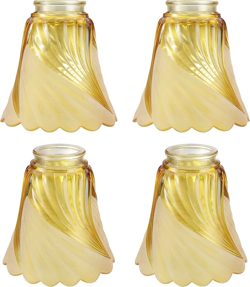 Aspen Creative 23172-4 Transitional Amber Ceiling Fan Replacement Glass Shade. 2-1/8"Fitter, 4-3/4"Diameter x 4-7/8"Height. 4 Pack