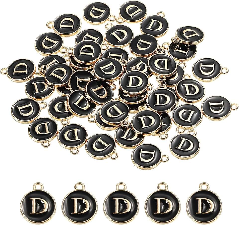MECCANIXITY Alphabet Letter Charm Double Sided Alphabet Pendant, for Earring Jewelry Making