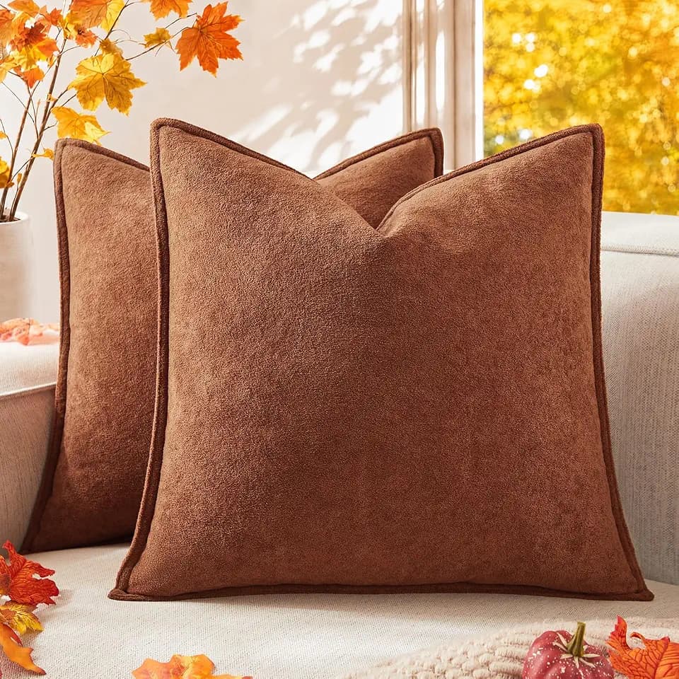 Kevin Textile Soft Waterproof Pillow Covers 20x20 Inch 2 Pack, Rust