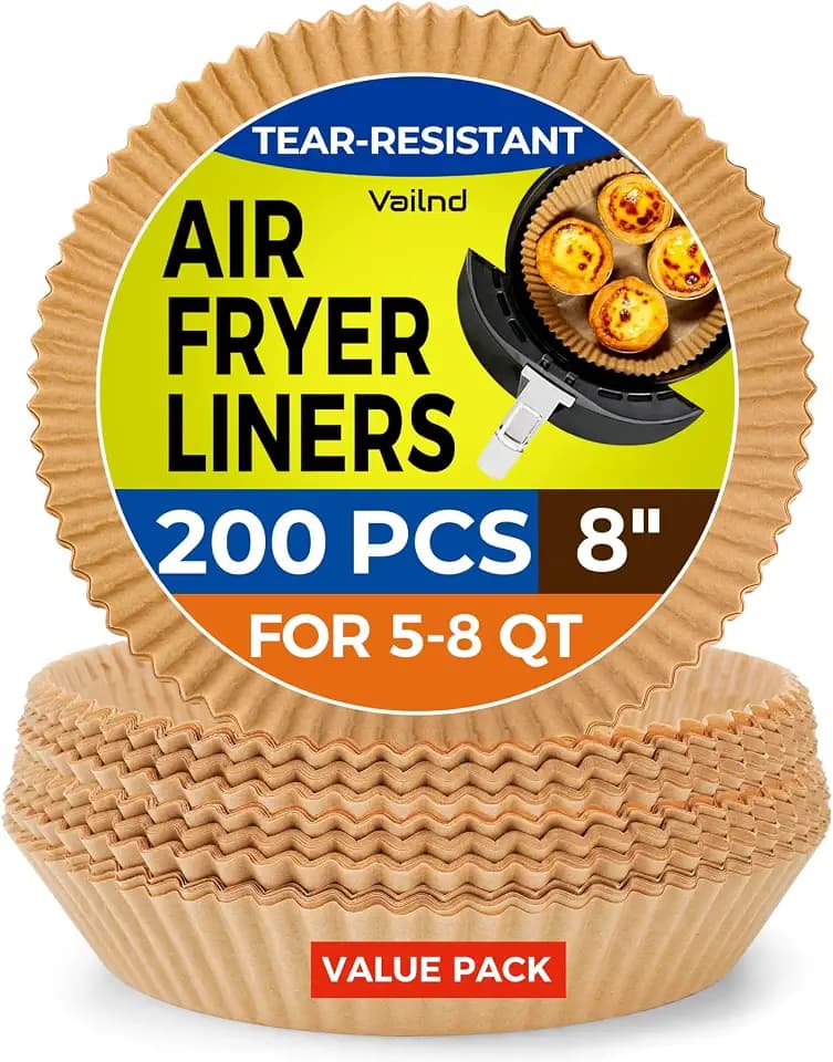 Vailnd 200 Pcs 8" Round Airfryer Paper Liners Disposable for Ninja