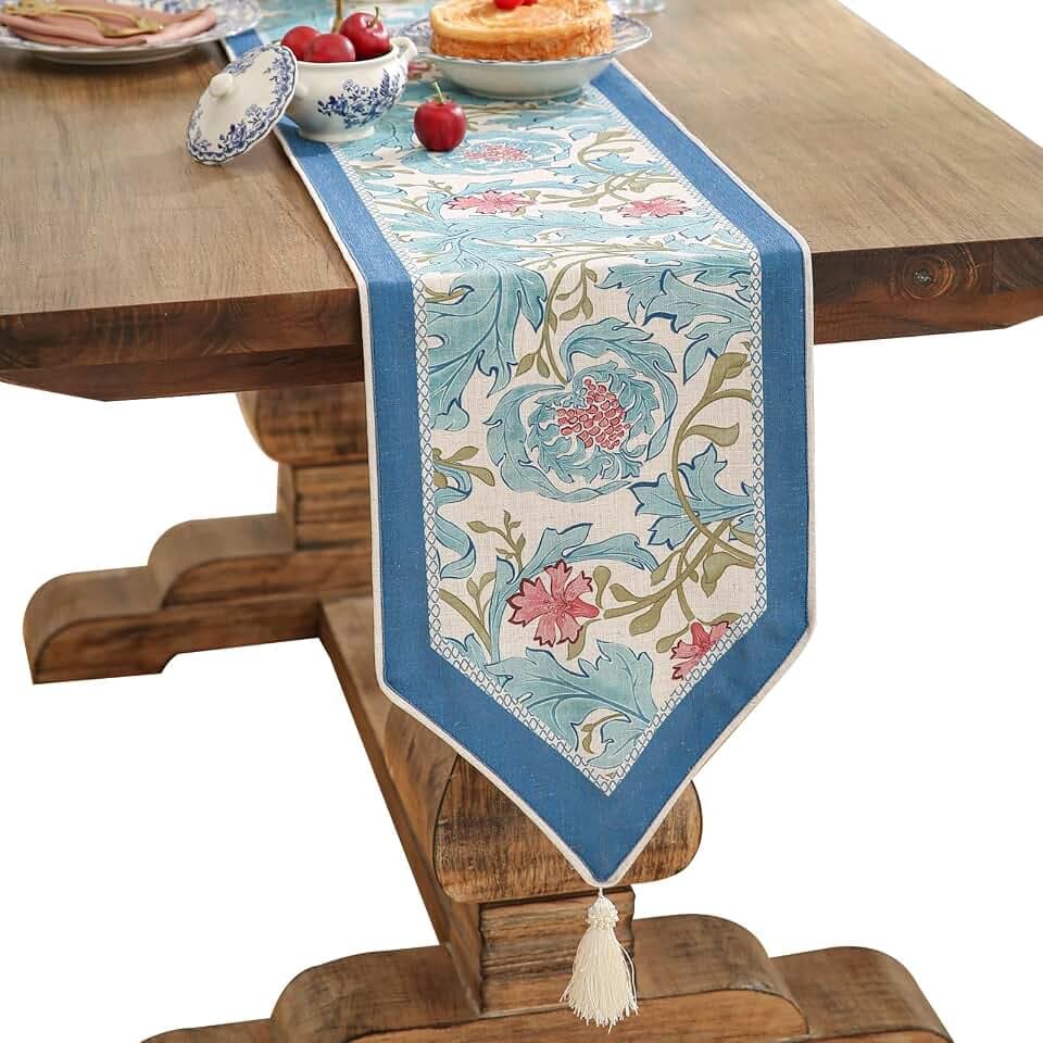 Patdrea Designer Vintage French Linen Table Runner,12"X118"-from