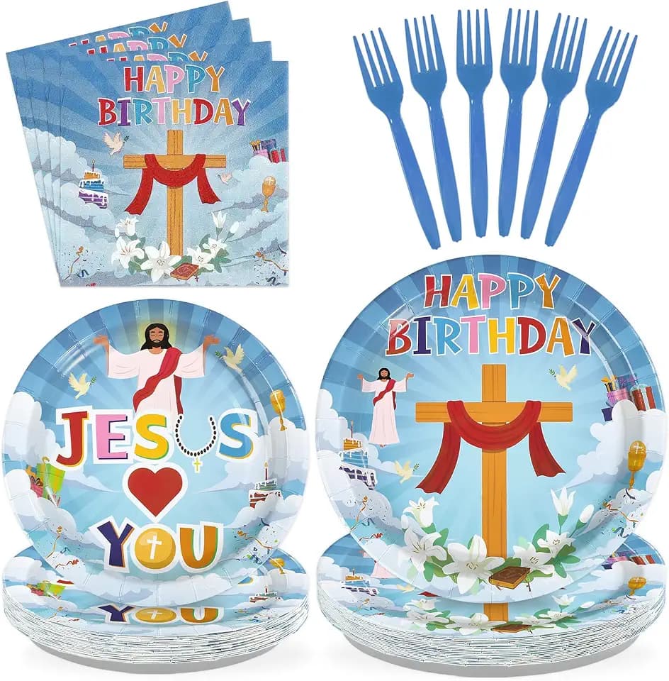 96Pcs Jesus Birthday Christian Party Decorations, Serves 24