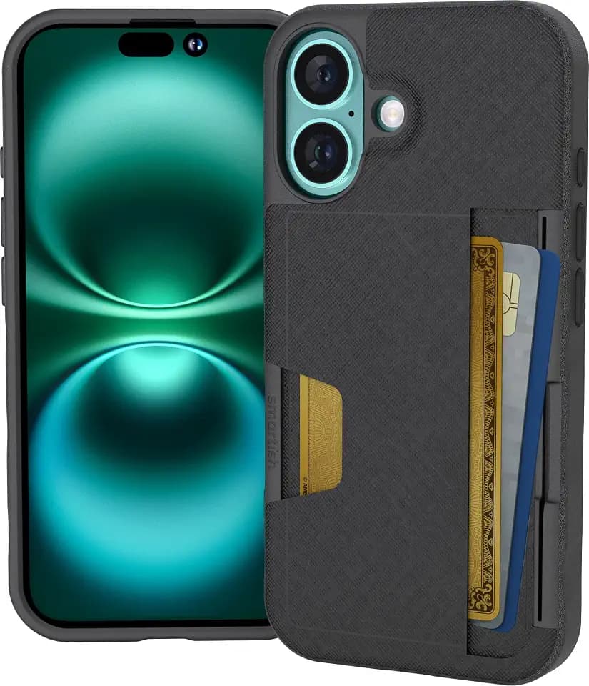 Smartish iPhone 16 Wallet Case with Card Holder, Wallet Slayer Vol 2, Black
