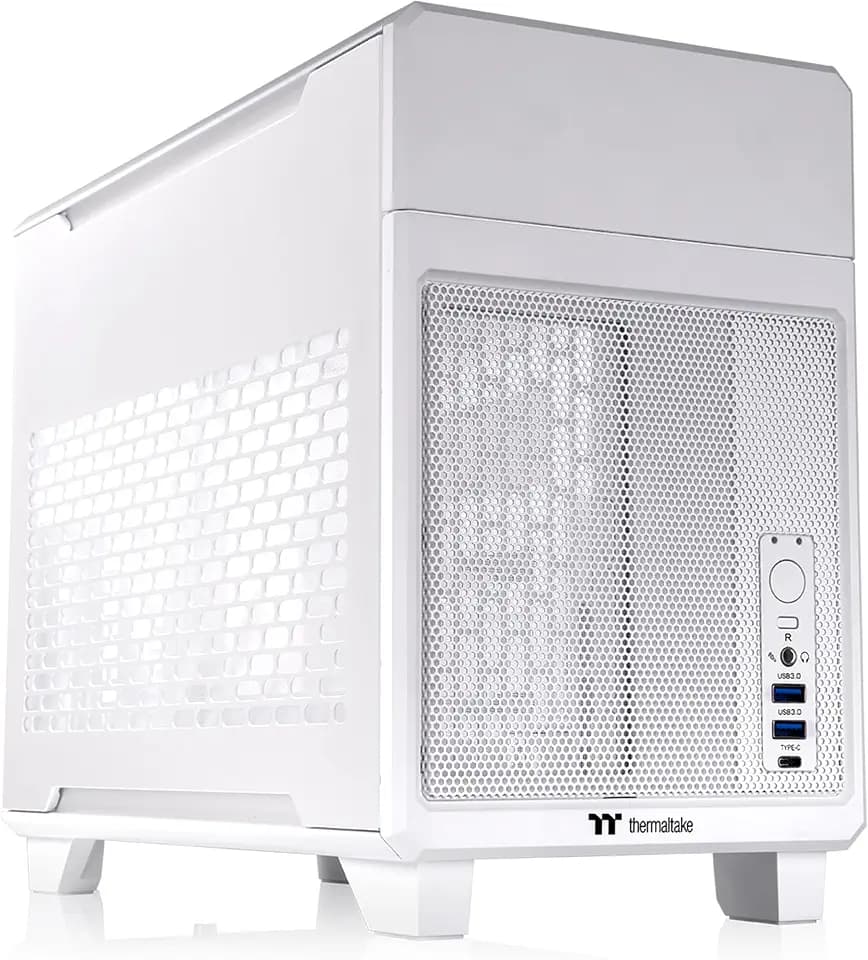 Thermaltake TR100 SFF Chassis; mITX Support; 18.9 Liters; PCIe 4.0 Riser Cable Included; 360mm GPU Clearance; 280mm Radiator Support; Removable PCIe Bracket; Snow; CA-11A-00S6NN-00