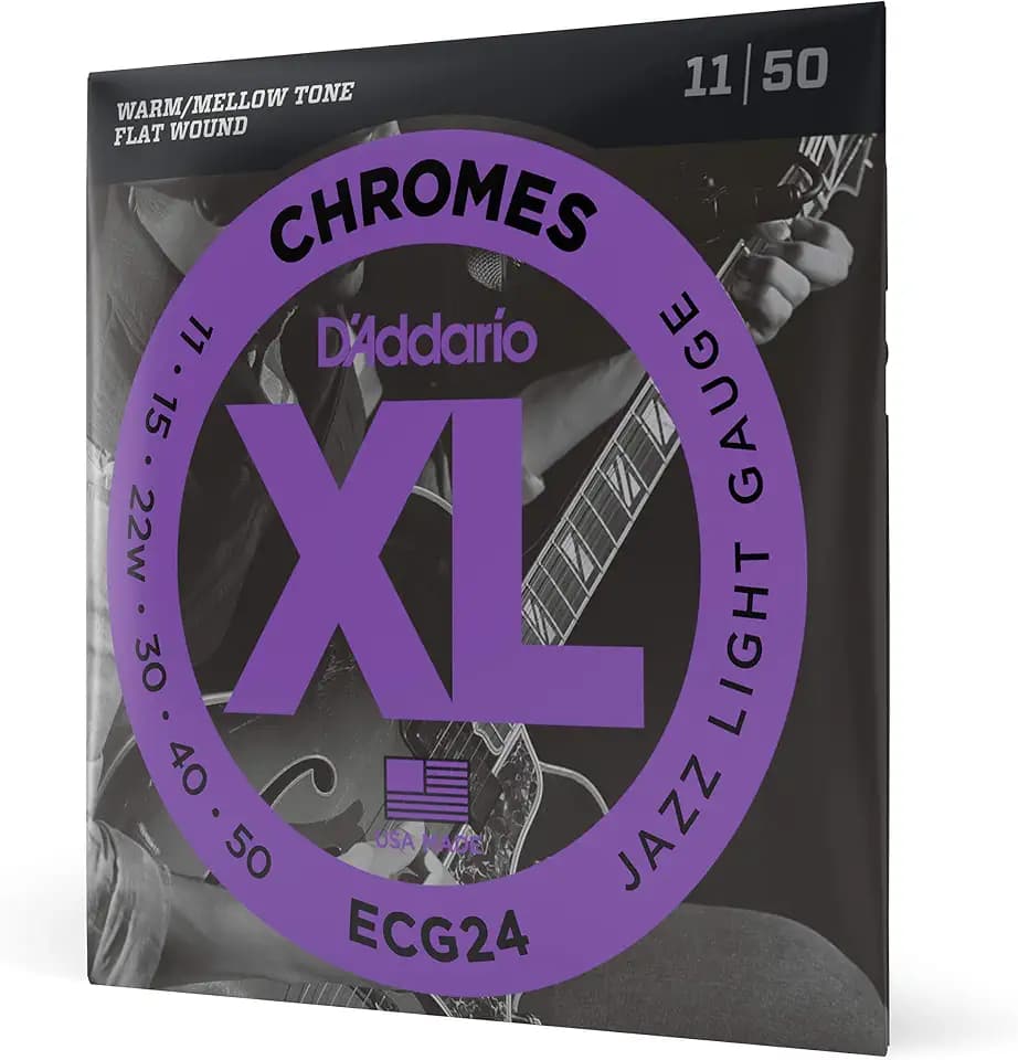 D'addario ECG24 Jazz Light Chromes Flatwound Electric Guitar Strings (11-50)