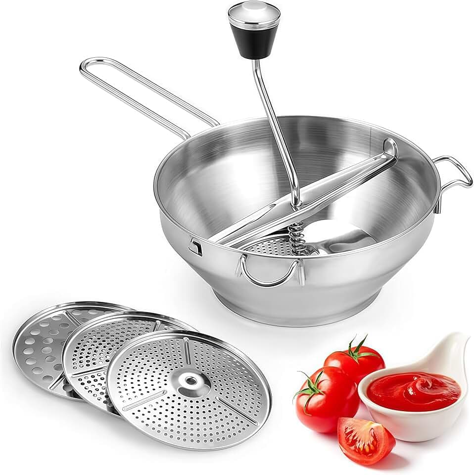 Passiermühle Edelstahl, 3 Lochscheiben, 2 L, Kartoffelpresse