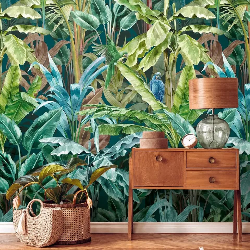 A.S. Création Livingwalls Travel Styles Vliestapete - Papagei-Tapete in Grün und Blau - tropische Wandtapete für verschiedene Räume in 1,59 m x 2,80 m
