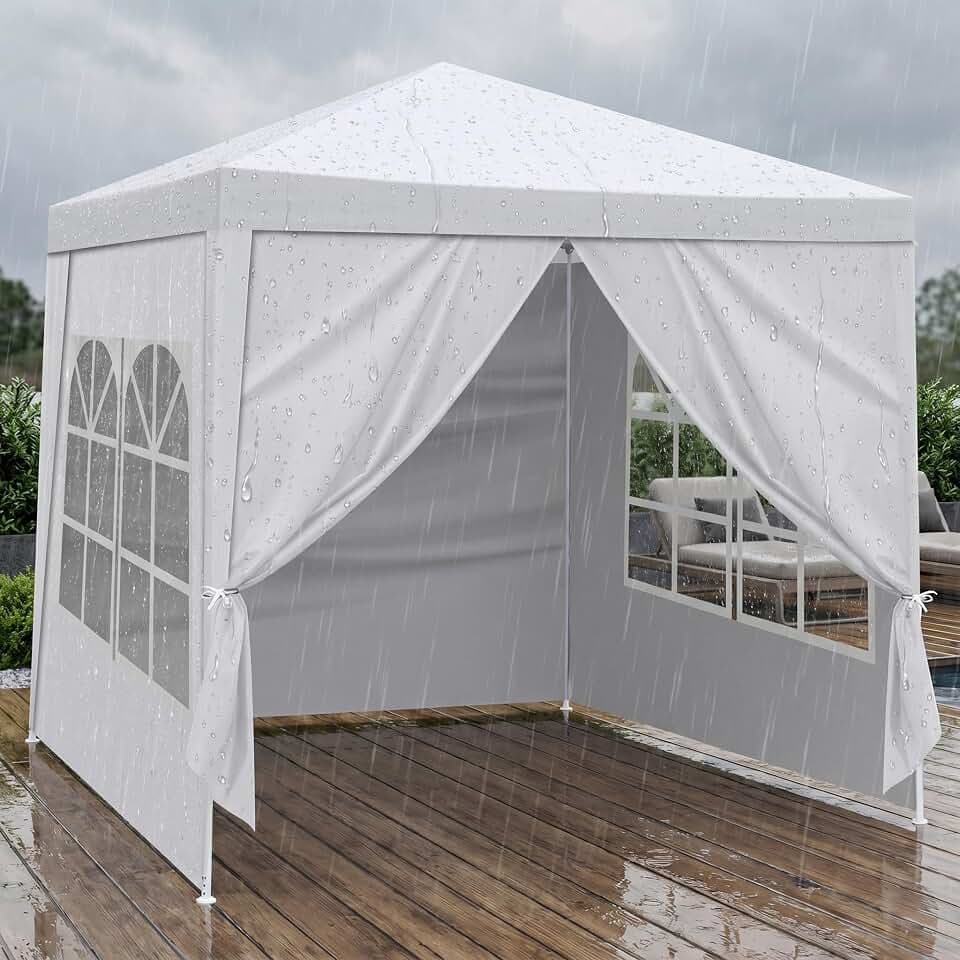 6.5x6.5FT Canopy Tent Outdoor Party Tent, White