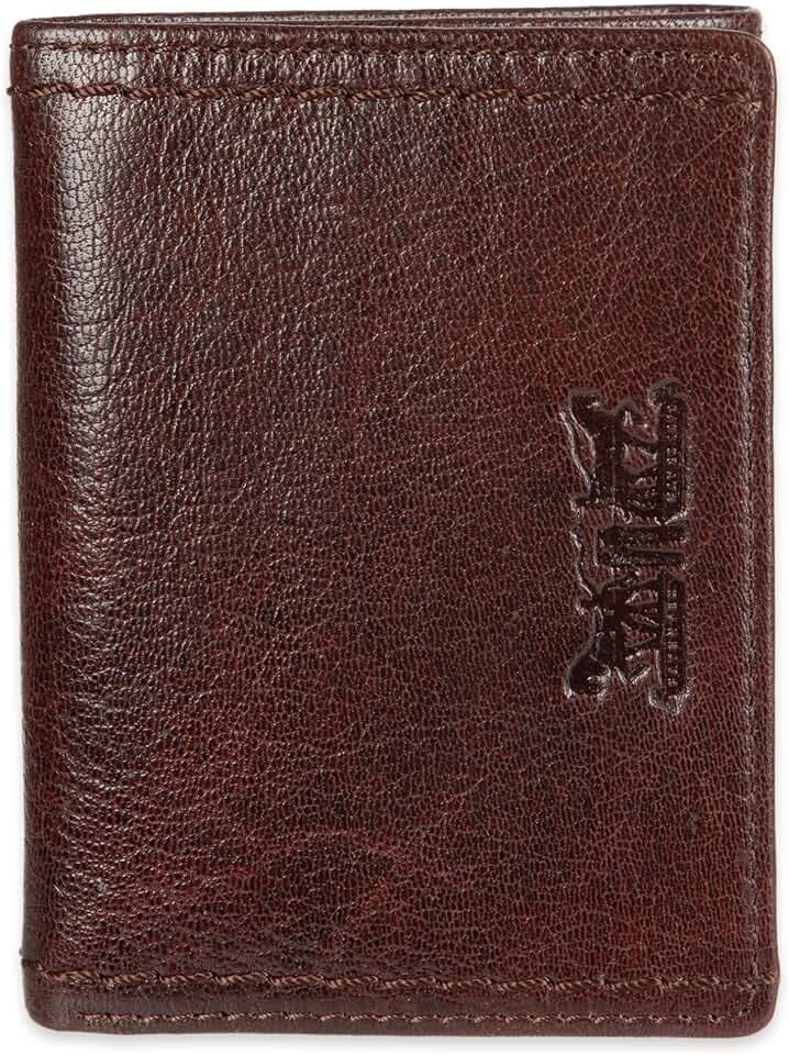 Levi's Men's Heavy Stitch Leather Trifold Wallet, Brown, One Size