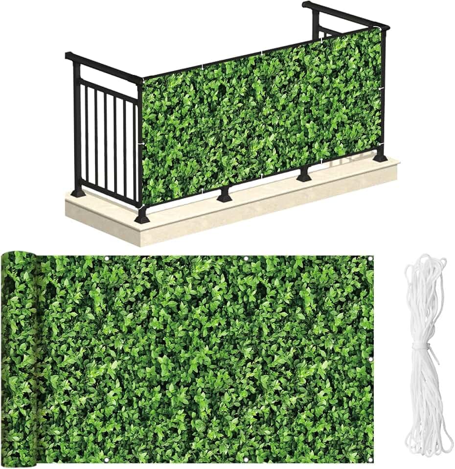 NAIMORUI Balcony Privacy Screen, 450 GSM PVC Fence Cover, 34 x 180 Inches
