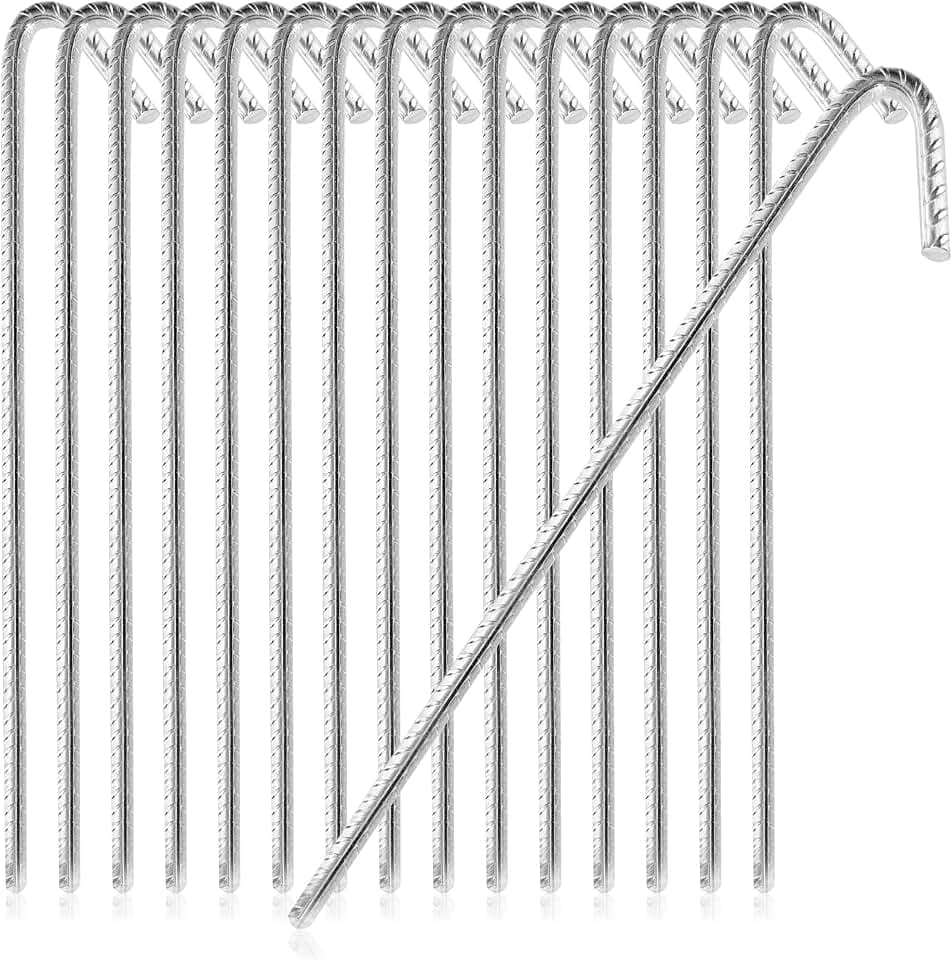COM-FOUR® 16x XL Bodenanker aus massivem Stahl, J-Form 42 cm, Ø 1 cm