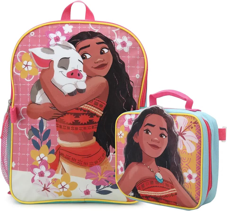 Fast Forward Moana 14" 3D Kids Backpack and Lunch Bag Set for School