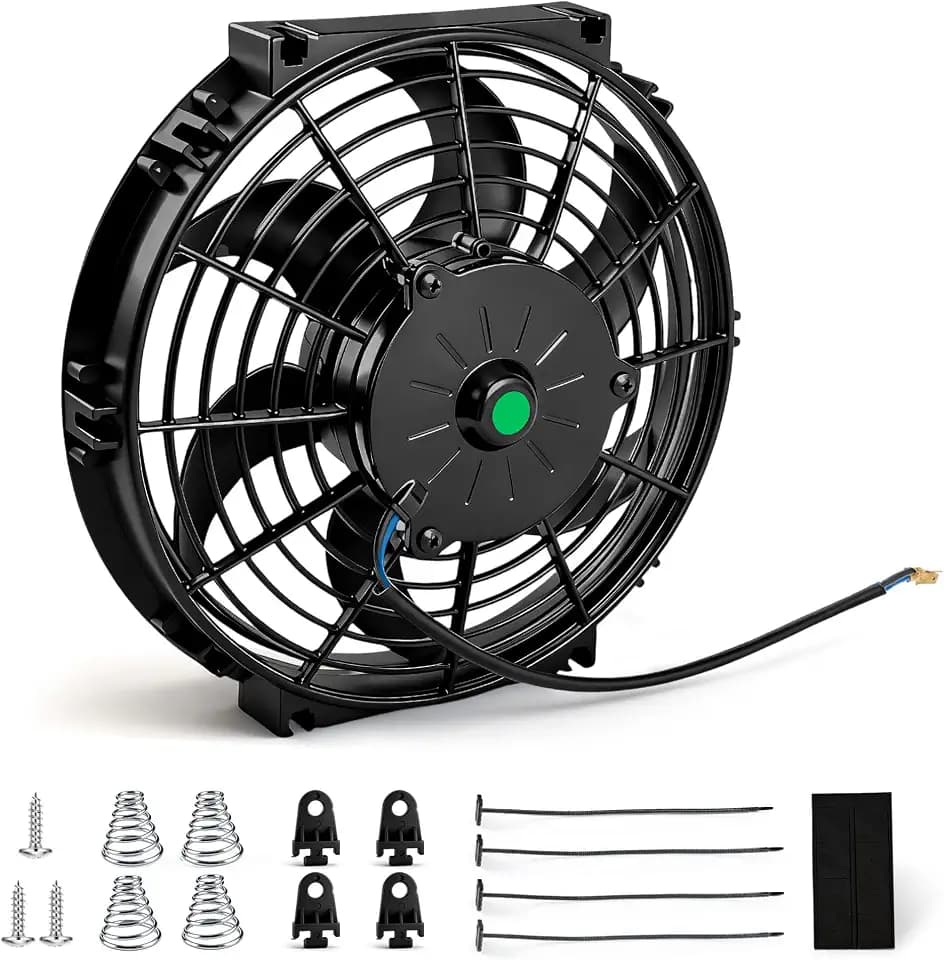 10 inch Slim Fan Push Pull Electric Radiator Cooling Fan 12V 80W with with Fan Mounting Kit Black