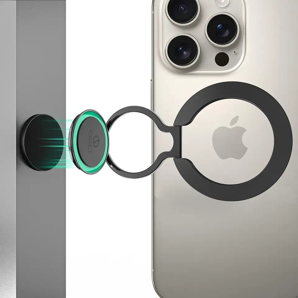 Luminous Handyhalterung mit Nachtlicht für MagSafe, ONES Starker Magnetischer Handy Griff-Ringhalte, 360° Drehbar, Klappbarer Ständer Ringhalte für Smartphones wie iPhone(12-17), Samsung S23/24/25