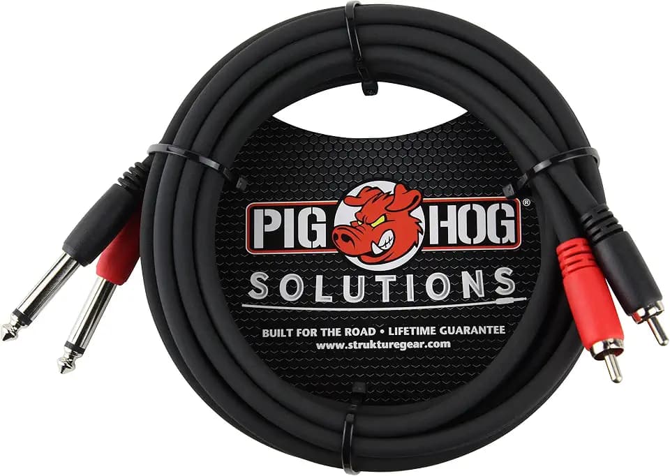 Pig Hog PD-R1410 Dual RCA (Male) to Dual 1/4" Mono (Male) Cable, 10 Feet