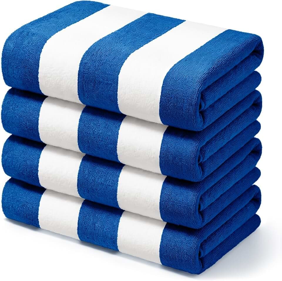 Exclusivo Mezcla 4 Pack Cotton Stripe Beach Towels Oversized Pool Towel Set