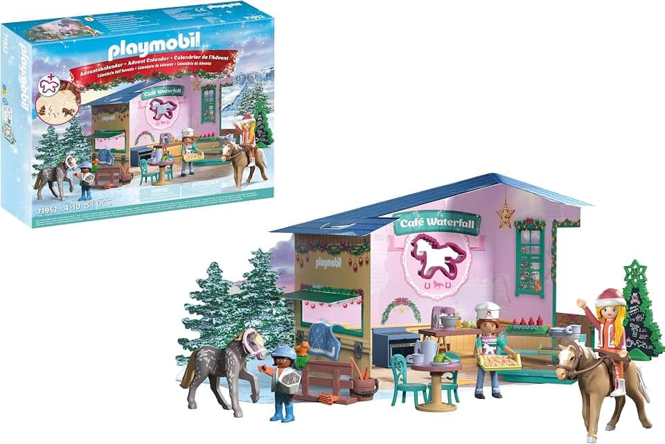 PLAYMOBIL | Adventskalendar | Horses of Waterfall | Weihnachtsbacken im Reitcafé | Adventskalender für Pferdefans | Mit täglichen Überraschungen & Zubehör | Für Kinder ab 4 Jahren | 71952