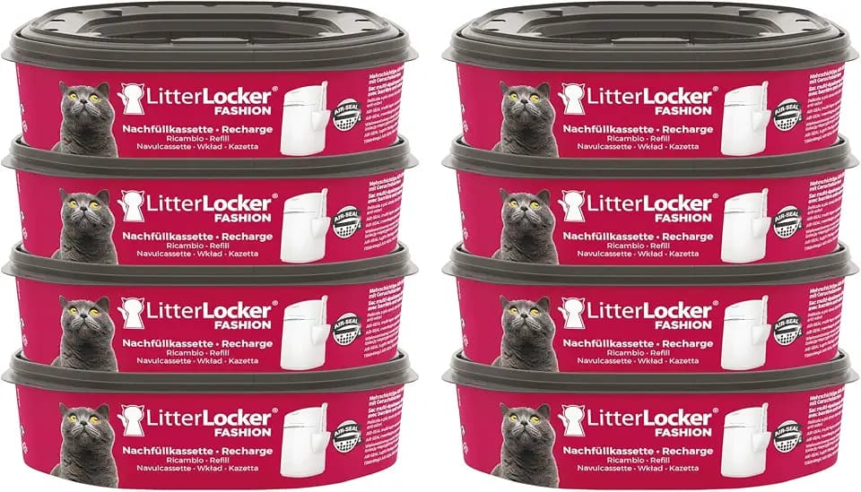 Litter Locker LitterLocker Fashion 8er-Pack Original Nachfüllkassetten, erspart den täglichen Gang zur Mülltonne, sauber und geruchlos, Schwarz