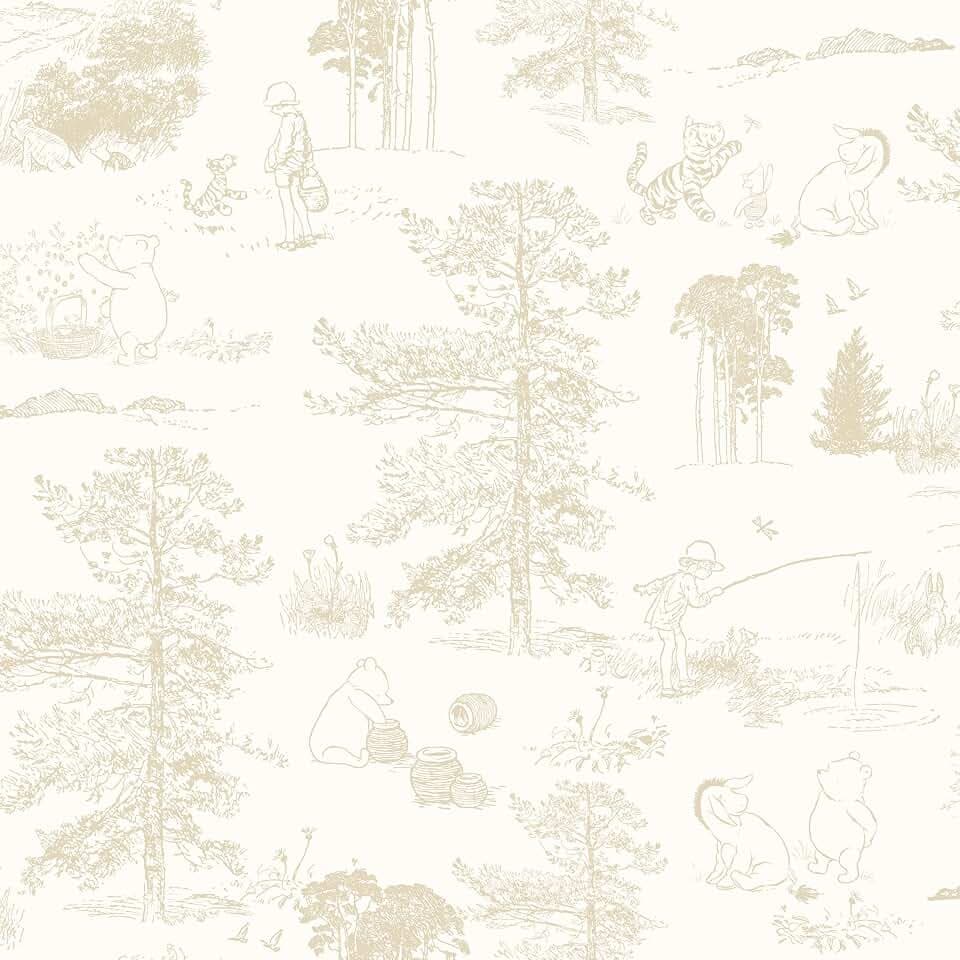 RoomMates Disney Winnie The Pooh Toile Beige Peel & Stick Wallpaperr