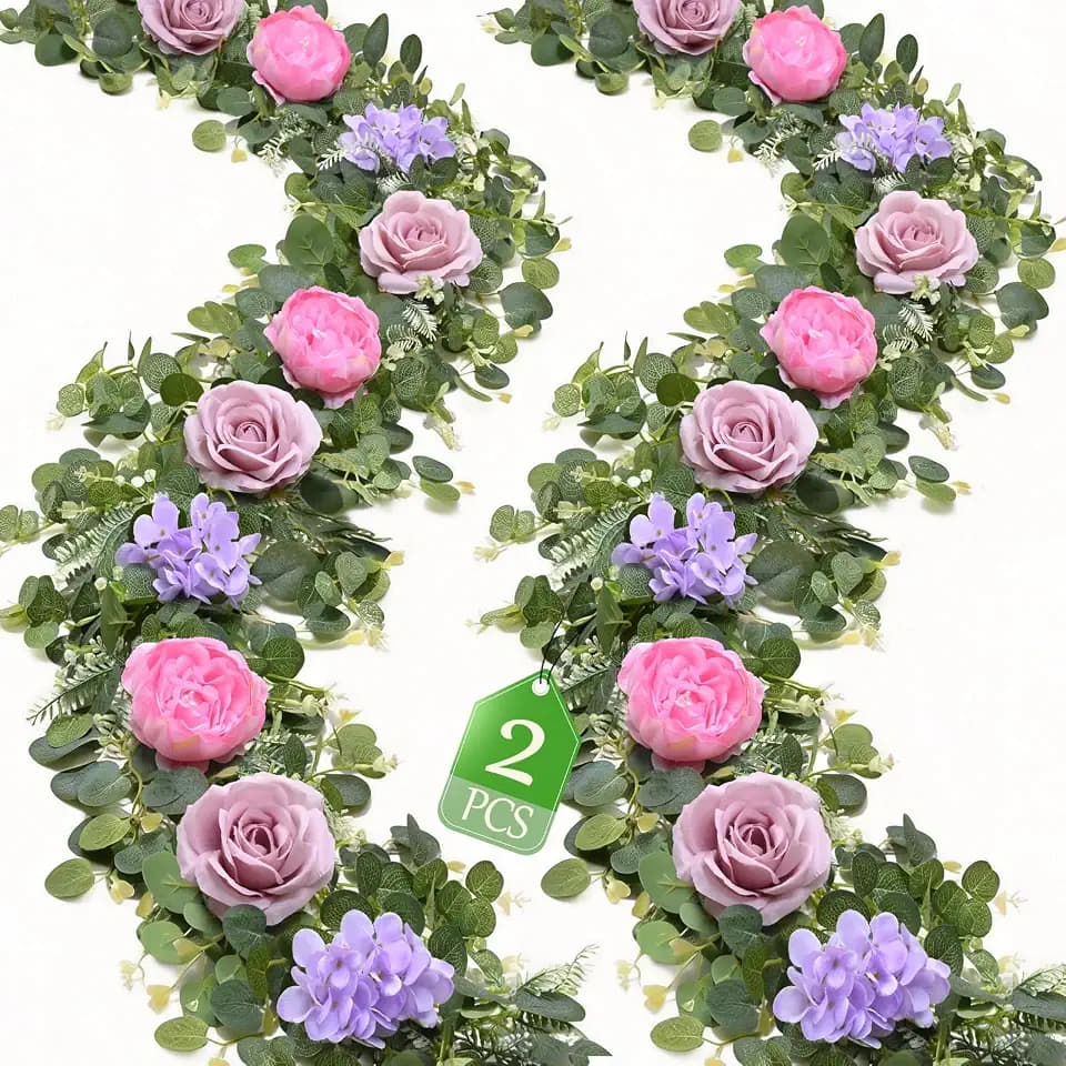 Livole 2Pcs 12 Ft Flower Garland Decoracion Pink Peony Floral Garland