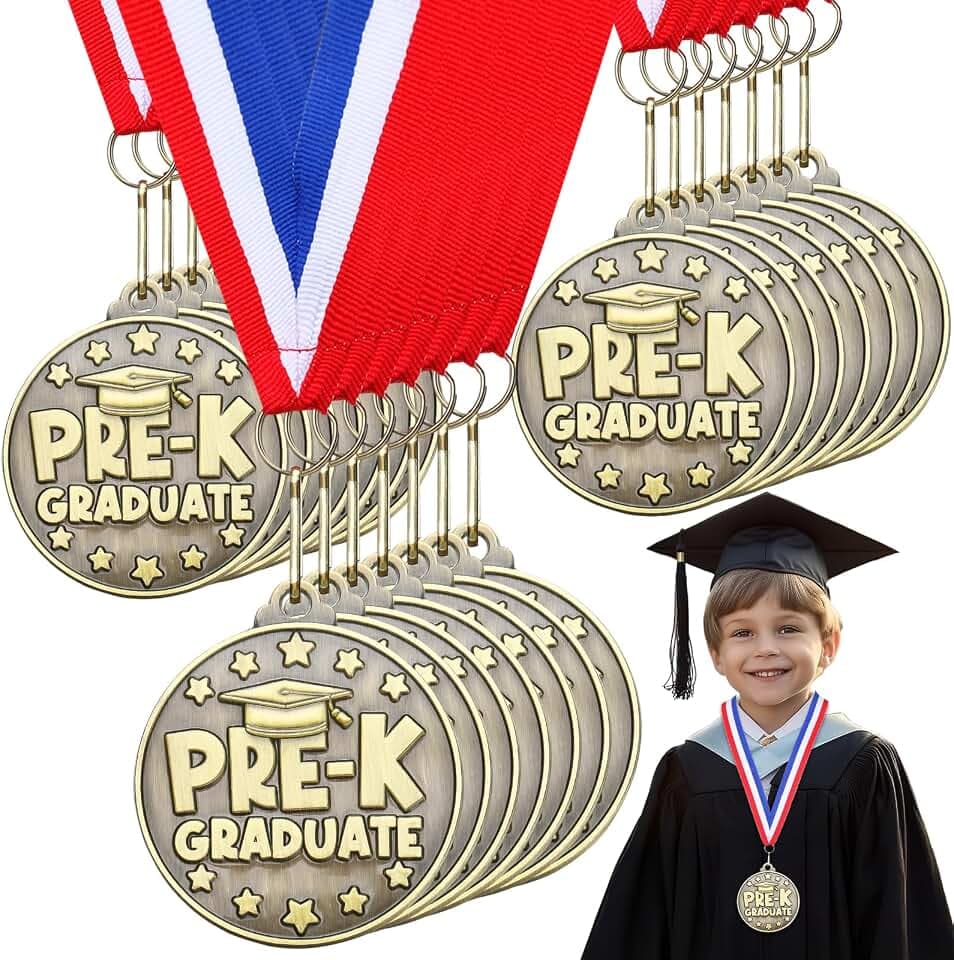 Remuuly 30/60 Pcs Kindergarten Graduation Award Medals for Kids 2'' Preschool Award Medallion with Neck Ribbon Congrats Graduation Gifts for School Student Party Favor