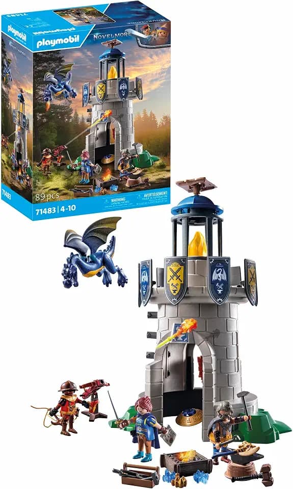 PLAYMOBIL Novelmore 71483 Ritterturm mit Schmied und Drache, spannender Kampf zwischen den Novelmore-Rittern und Burnham Raiders, detailreiches Spielzeug für Kinder ab 4 Jahren