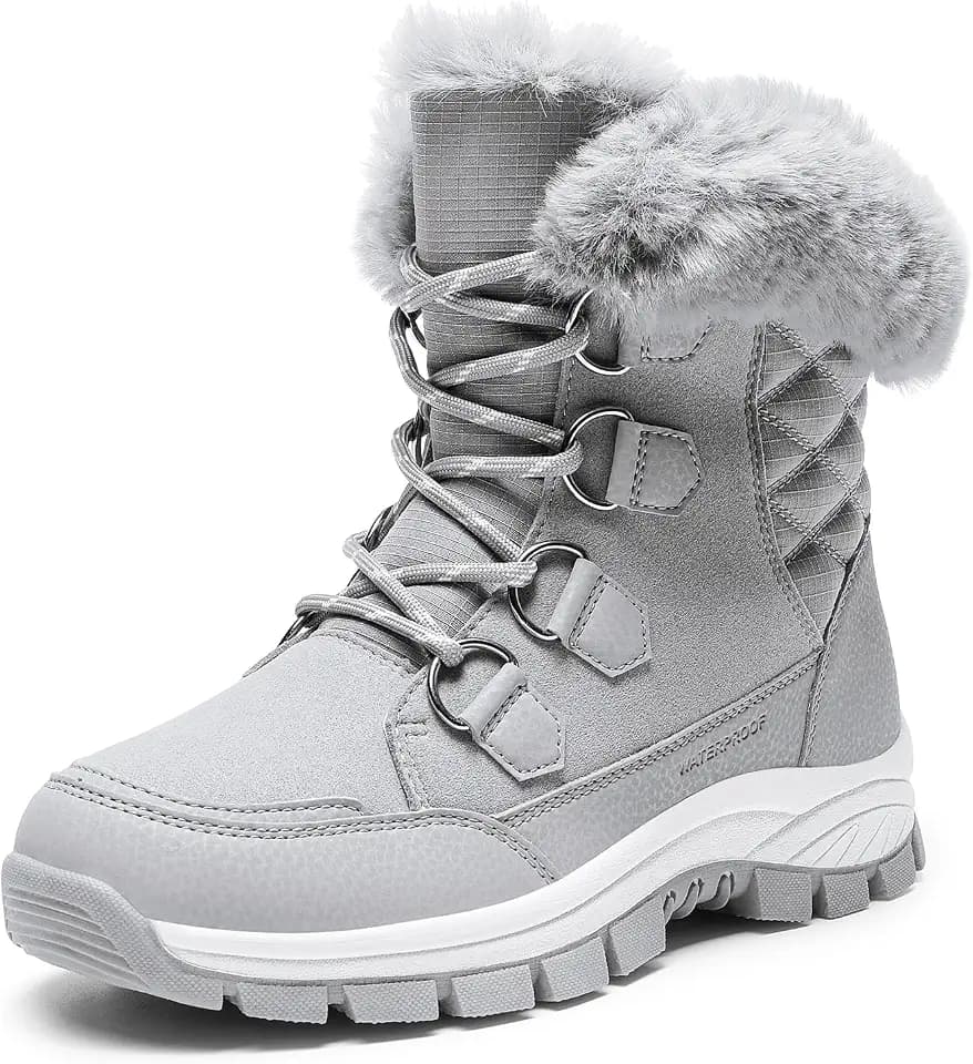 DREAM PAIRS Damen Winterstiefel Wasserdicht Warm gefütterte Schneestiefel Winterschuhe Winter Kurzschaft Stiefel Boots Schuhe,Size 39,Hellgrau,SDSB2305W-E